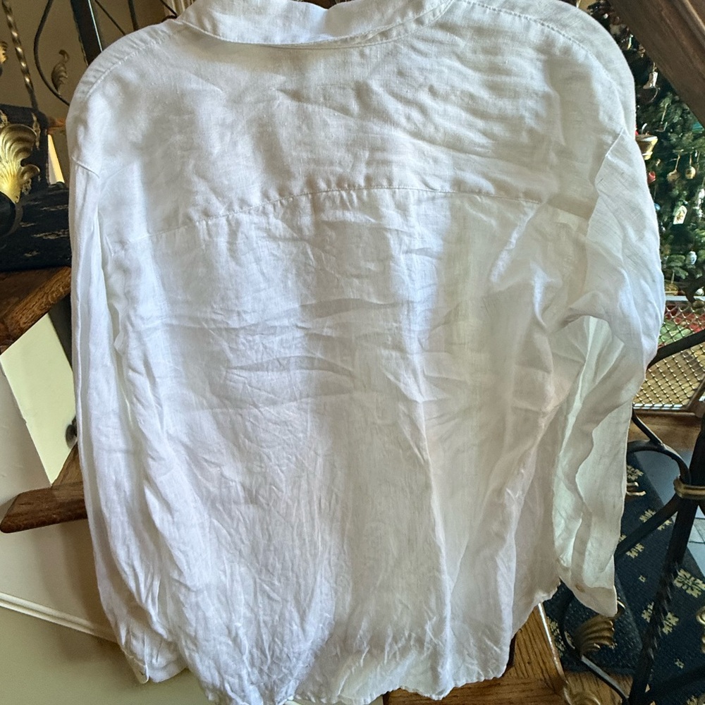 Jjill Love Linen White Button Front Tunic. Long Sleeves. EUC XS 100% Linen - Picture 7 of 9